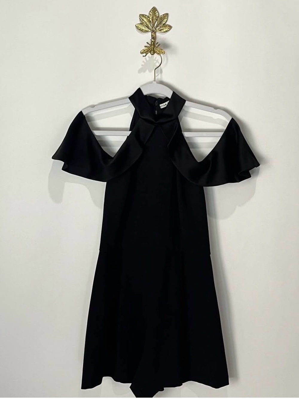 Black Cold-Shoulder Ruffle Dress